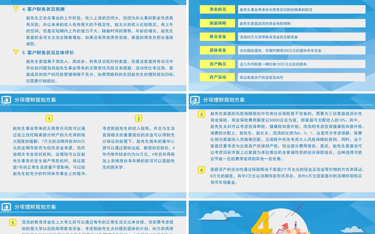 蓝色投资理财案例分析金融PPT模板