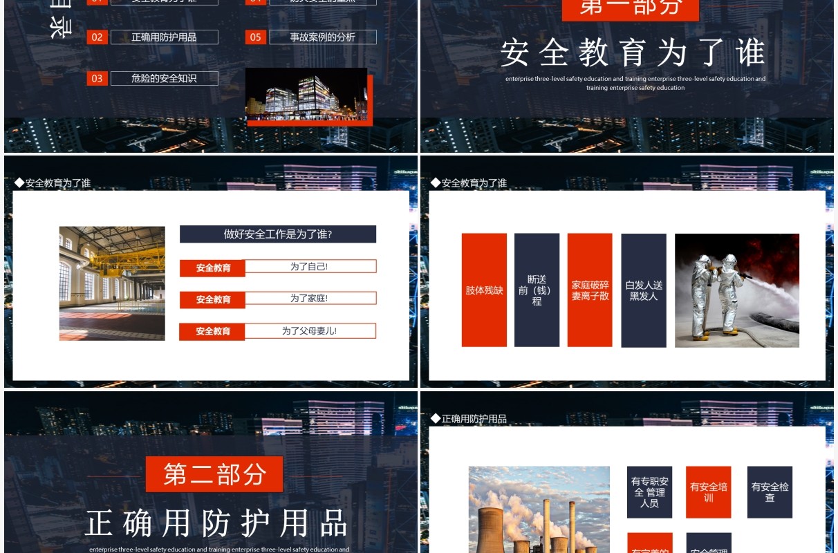 企业三级安全教育培训动态PPT模板