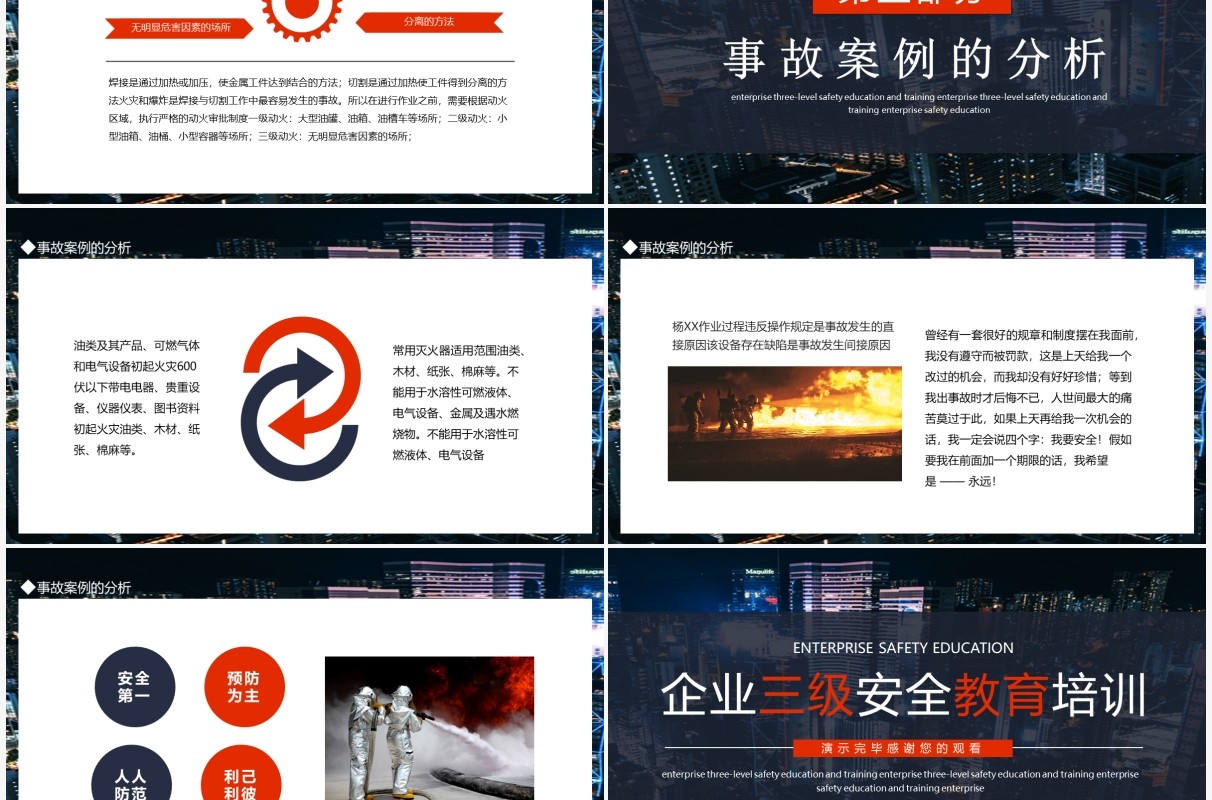 企业三级安全教育培训动态PPT模板