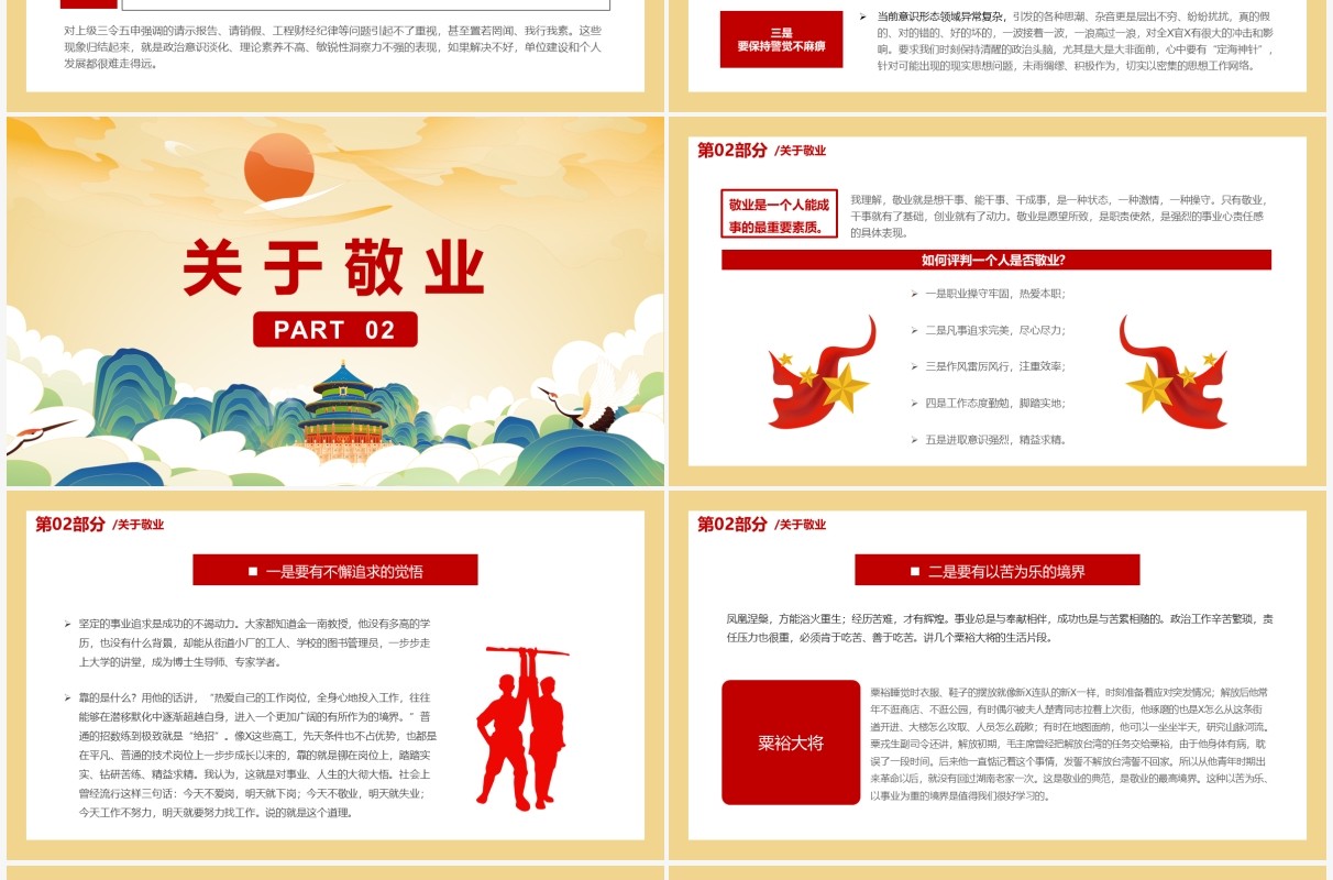 黄色国潮漫谈如何做一名合格的党员干部PPT模板