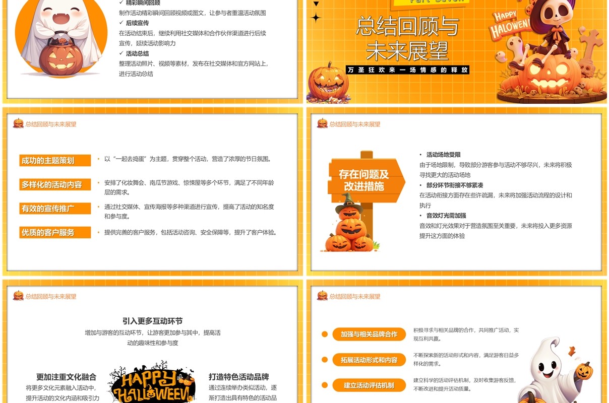 橙色卡通风万圣节活动策划PPT模板