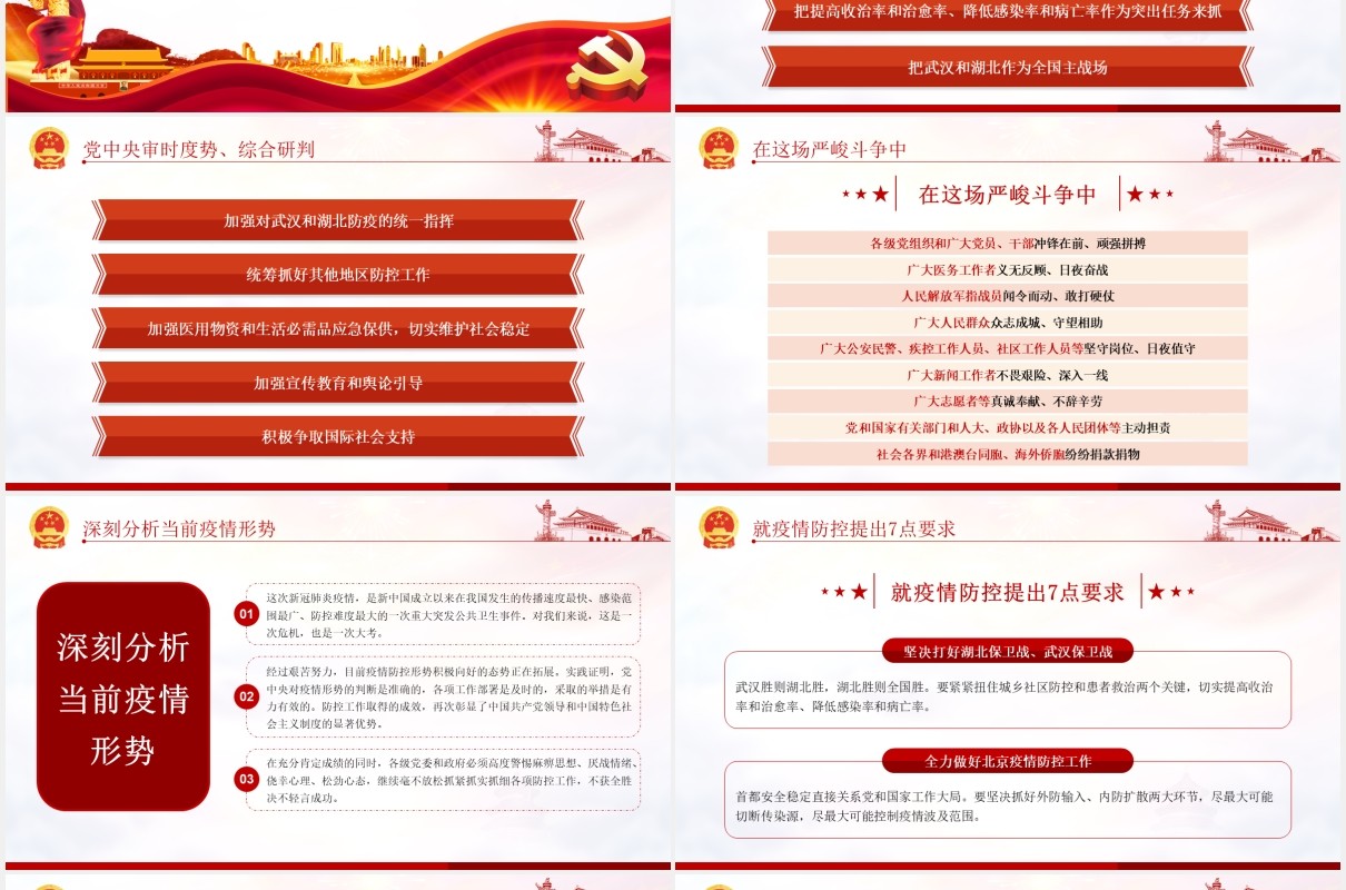 学习解读新冠肺炎疫情防控和经济社会发展讲话党建党课PPT模板