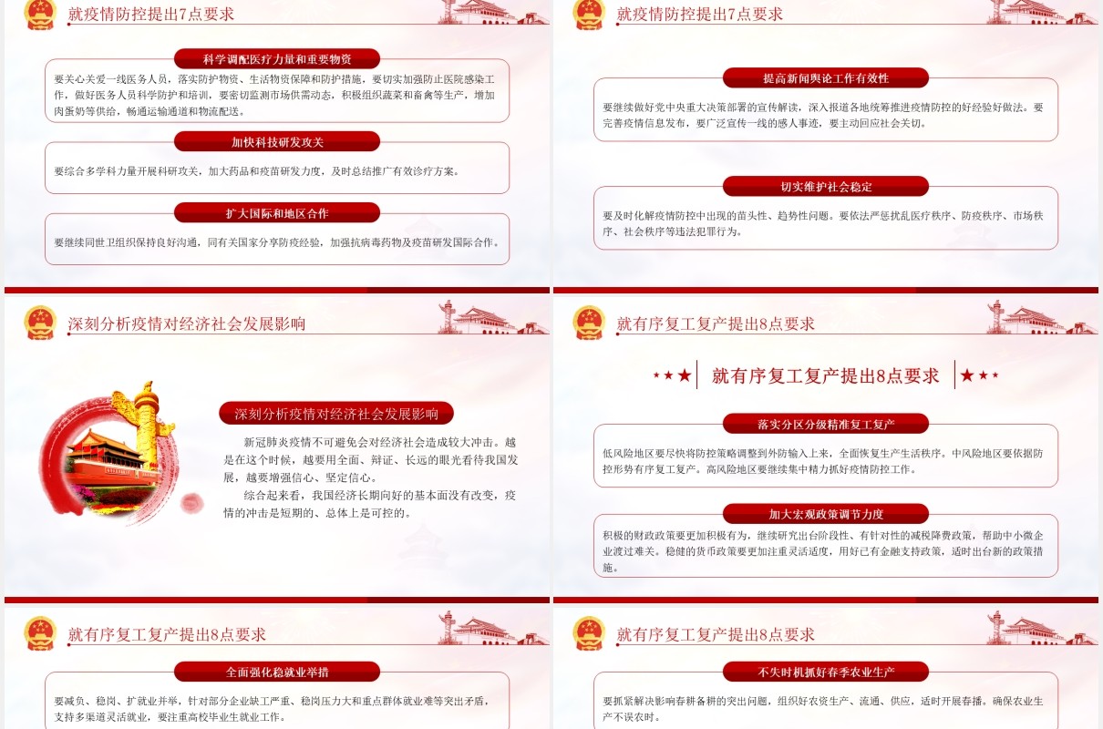 学习解读新冠肺炎疫情防控和经济社会发展讲话党建党课PPT模板
