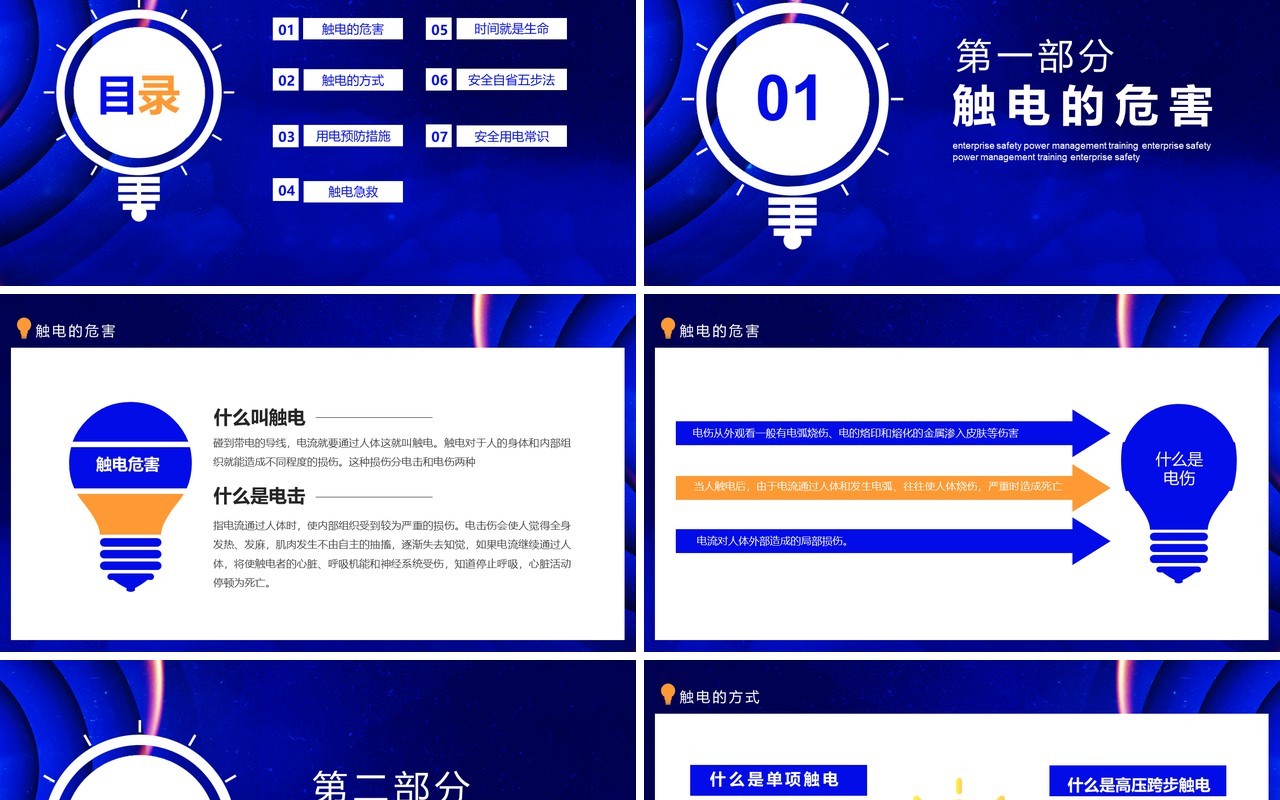 蓝色企业安全用电管理培训动态PPT模板