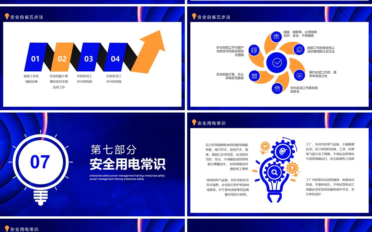 蓝色企业安全用电管理培训动态PPT模板