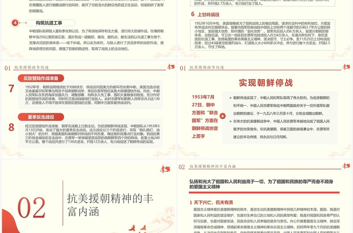 红色简约风抗美援朝精神专题党课PPT模板
