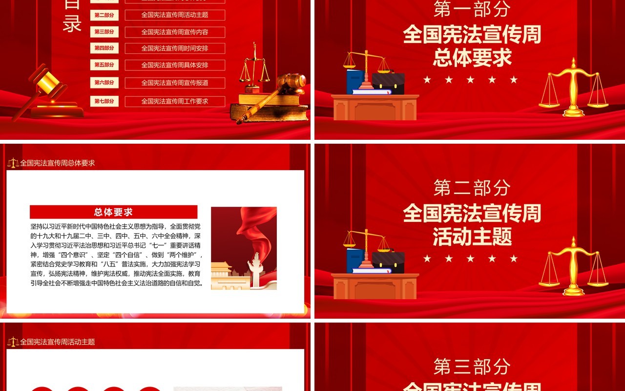 全国宪法宣传周中国特色社会主义法治道路动态PPT模板