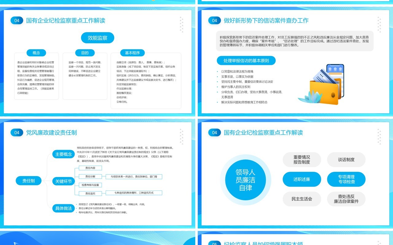 蓝色简约风银行纪检监察业务PPT模板