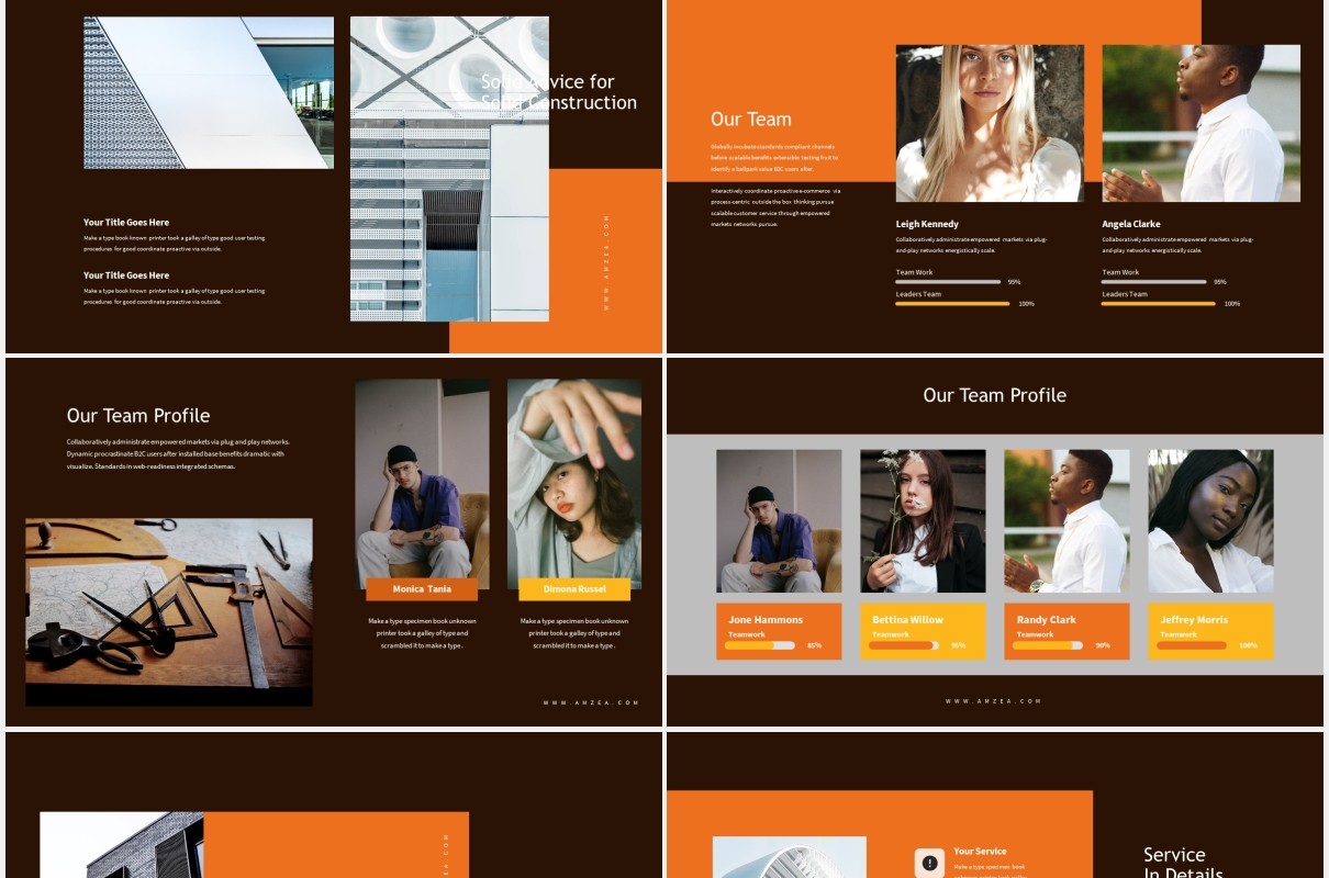 深色建设项目演示PPT模板Amzea-Construction Project Powerpoint
