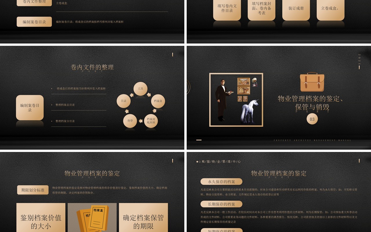 黑金风格物业档案管理手册培训介绍PPT模板