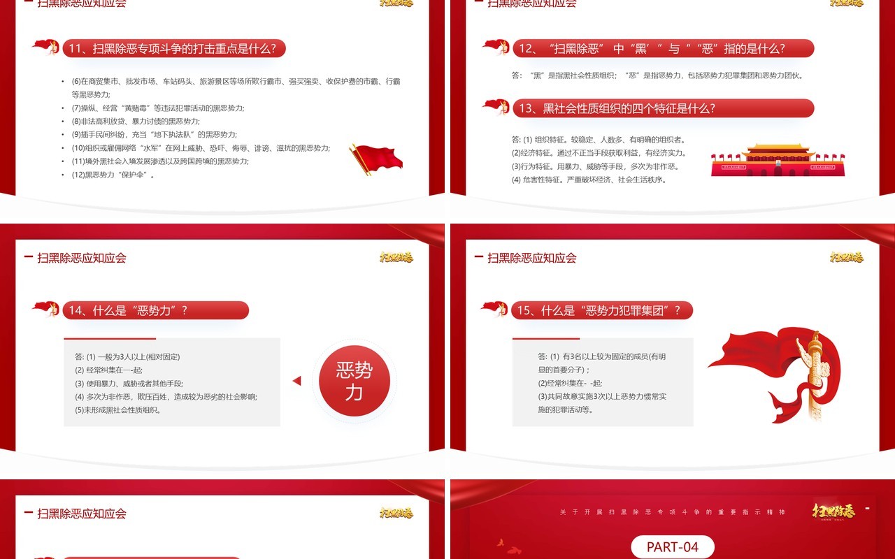 关于开展扫黑除恶斗争的重要指示精神PPT模板