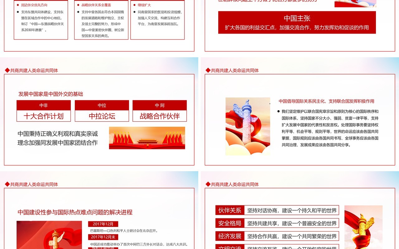 中国特色大国外交推动构建人类命运共同体动态PPT模板