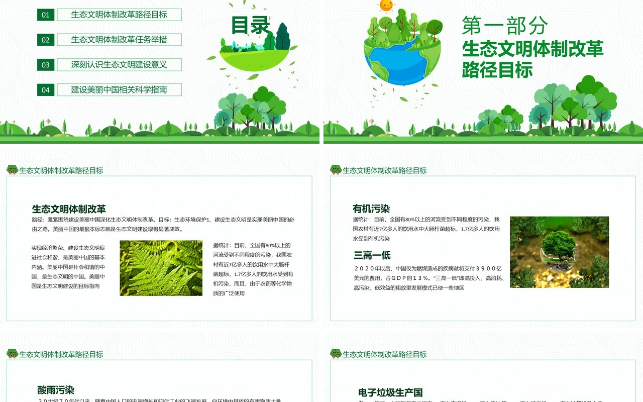 大力推进生态文明努力建设美丽中国动态PPT模板