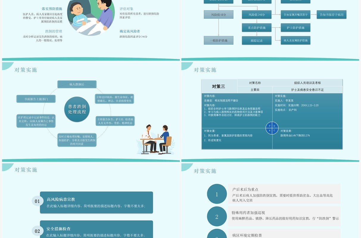 绿色扁平插画风PDCA品管圈案例PPT模板