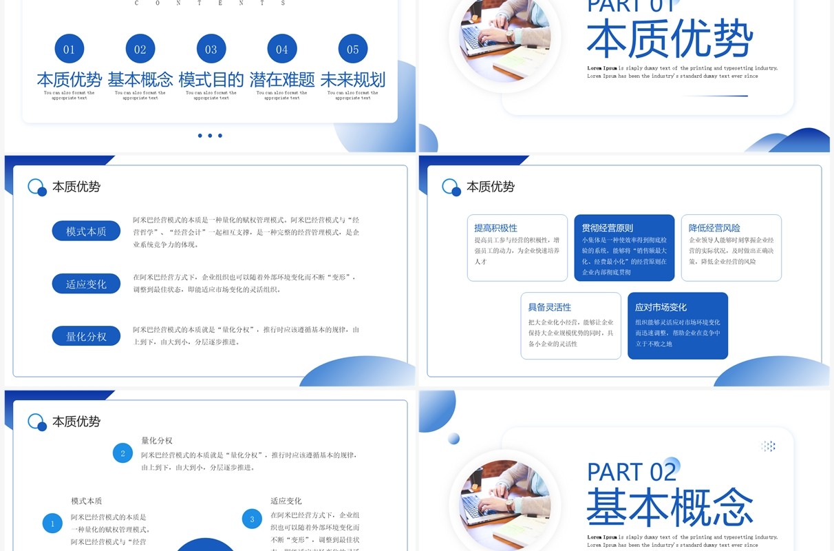 蓝色简约风公司管理方案汇报PPT模板