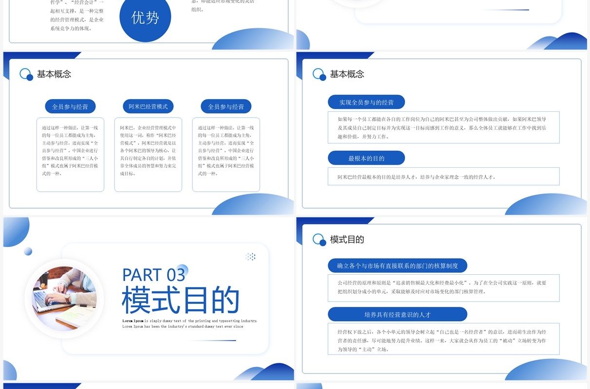 蓝色简约风公司管理方案汇报PPT模板