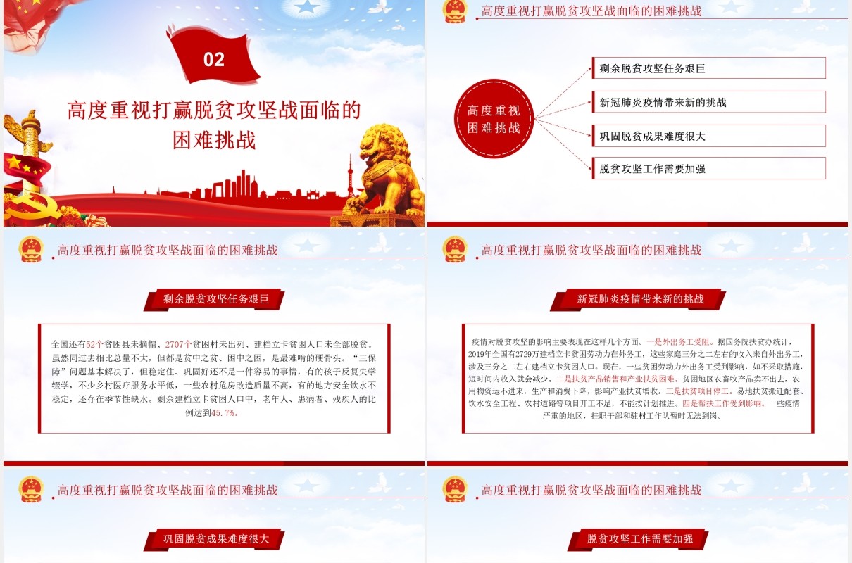 学习解读决战决胜脱贫攻坚座谈会上的讲话党课党建PPT模板