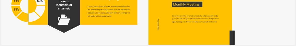 黄色简约公司月度工作会议计划报告图片排版设计PPT模板MEETIX - Monthly Meeting Powerpoint Template