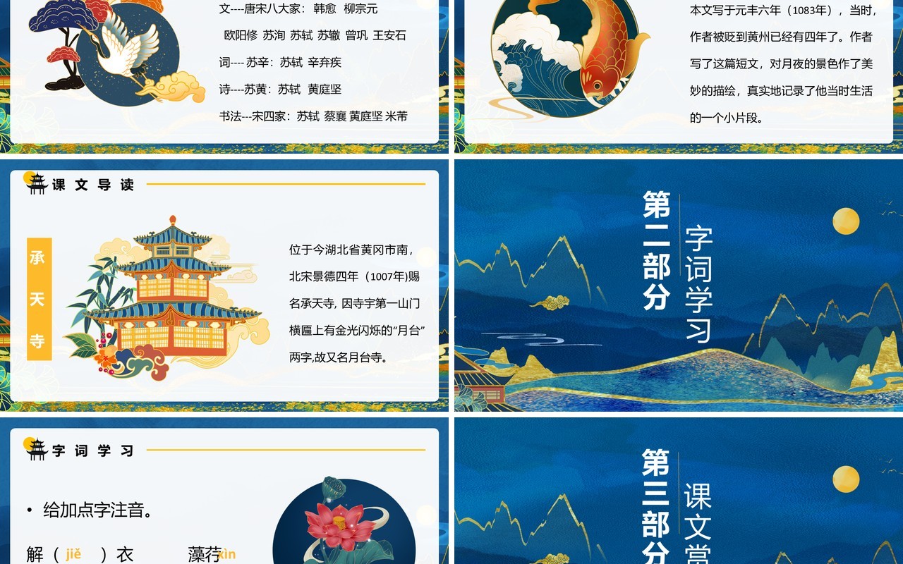 部编版八年级语文上册记承天寺夜游课件PPT模板
