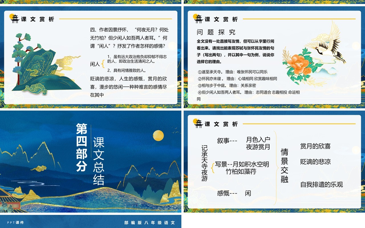 部编版八年级语文上册记承天寺夜游课件PPT模板