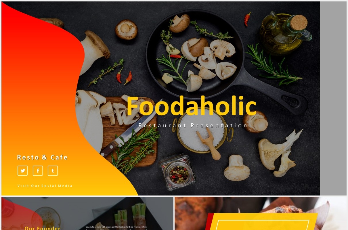 餐厅美食可视化图表展示PPT模板foodaholic powerpoint template