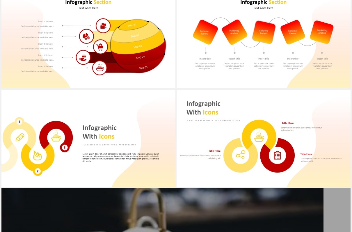 餐厅美食可视化图表展示PPT模板foodaholic powerpoint template