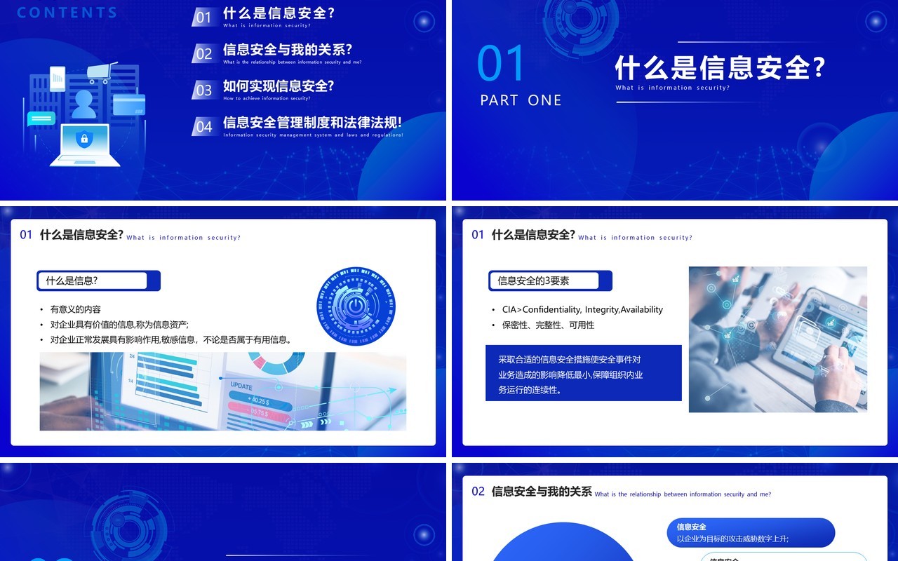 蓝色简约新员工网络信息安全意识培训PPT模板