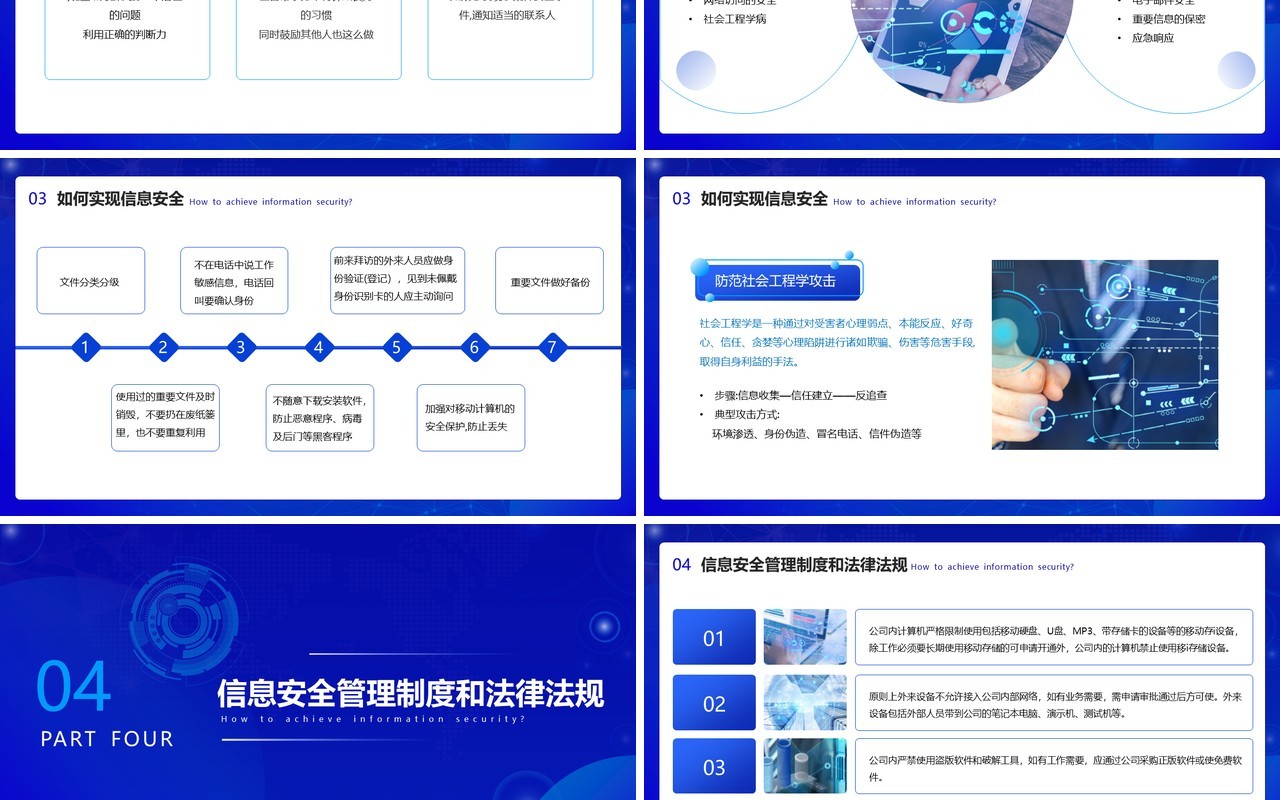 蓝色简约新员工网络信息安全意识培训PPT模板