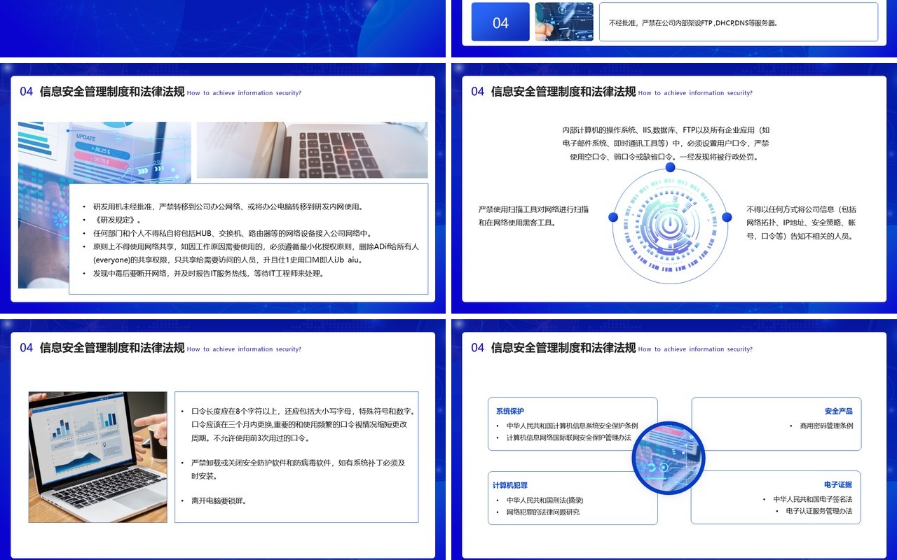 蓝色简约新员工网络信息安全意识培训PPT模板