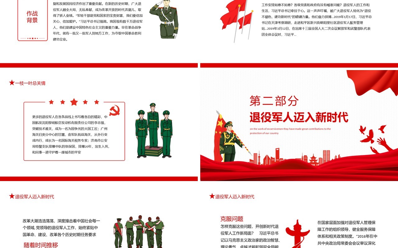 新的时代新的征程关于退役军人工作重要论述他们为保家卫国作出了贡献动态PPT模板