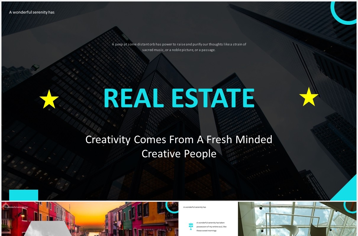 蓝色房地产建筑建设宣传展示PPT模板Real Estate - Powerpoint Template