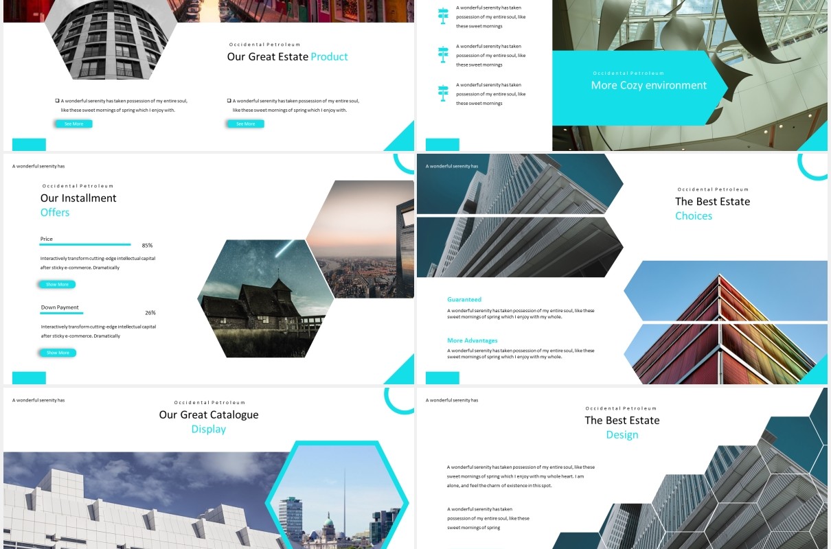 蓝色房地产建筑建设宣传展示PPT模板Real Estate - Powerpoint Template