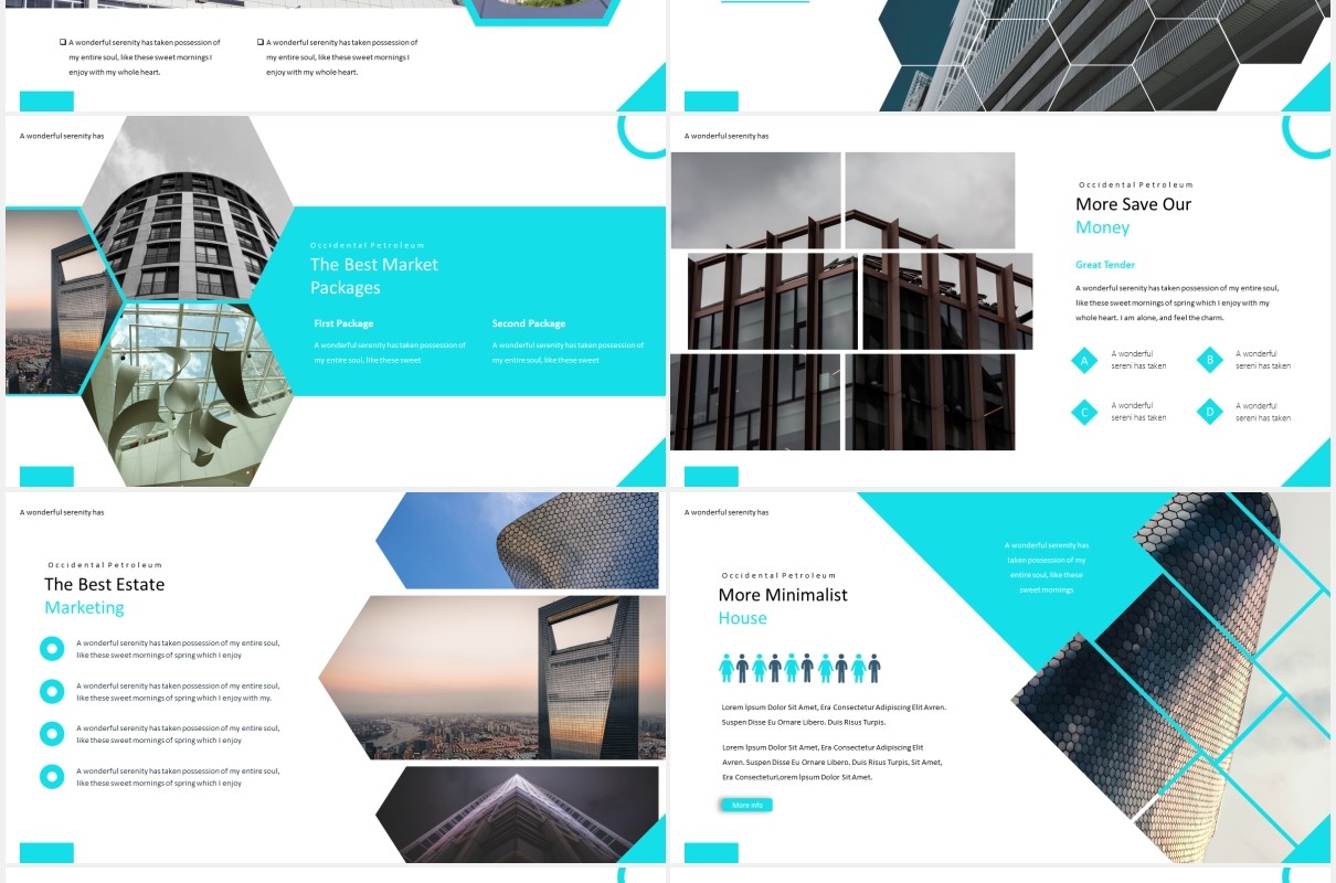 蓝色房地产建筑建设宣传展示PPT模板Real Estate - Powerpoint Template