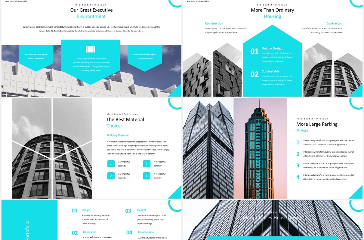 蓝色房地产建筑建设宣传展示PPT模板Real Estate - Powerpoint Template