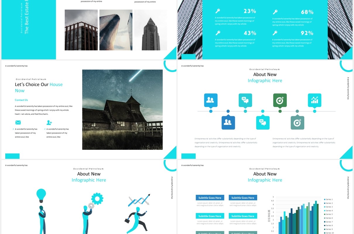 蓝色房地产建筑建设宣传展示PPT模板Real Estate - Powerpoint Template
