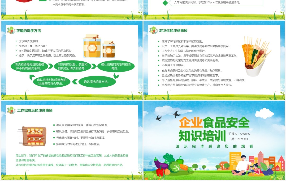 卡通风企业食品安全知识培训通用PPT模板