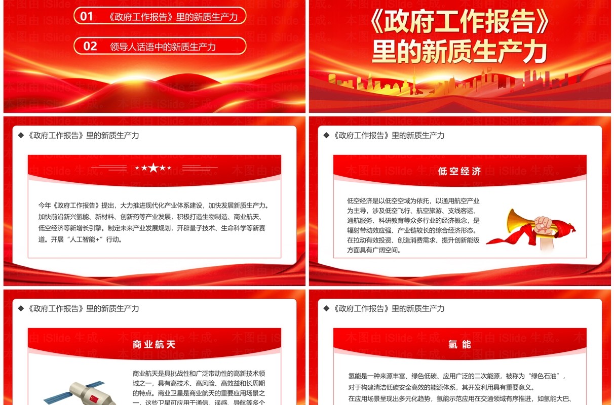 红金简约风话语中的新质生产力PPT模板