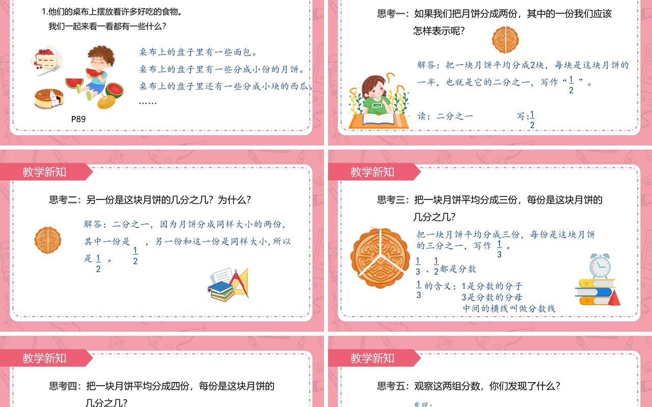 部编版三年级数学上册几分之一课件PPT模板