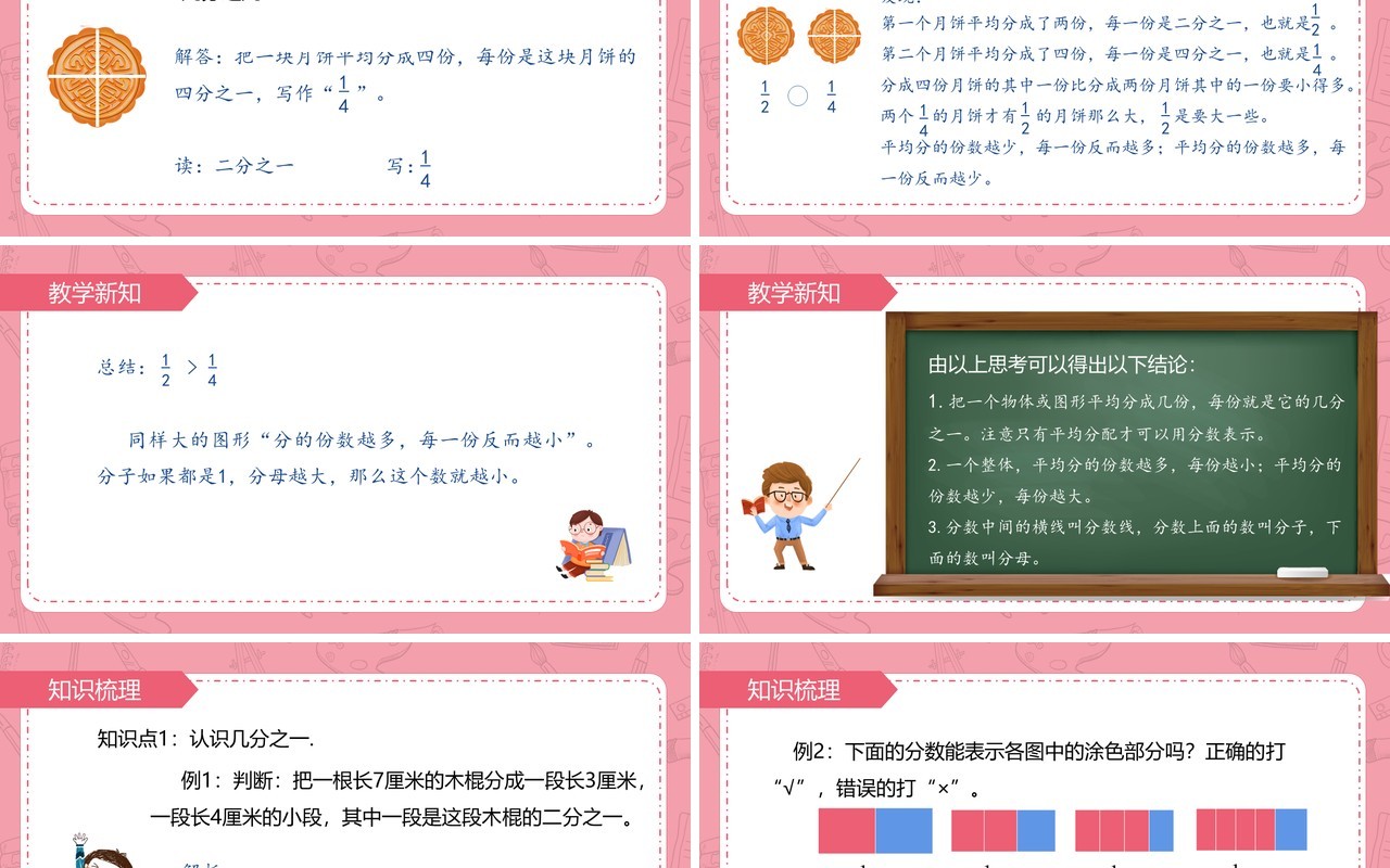 部编版三年级数学上册几分之一课件PPT模板