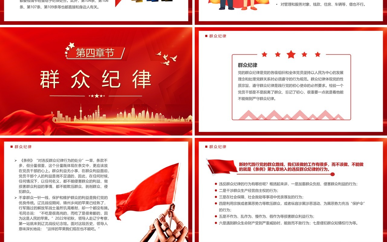 红色恪守六大纪律筑牢思想根基PPT模板