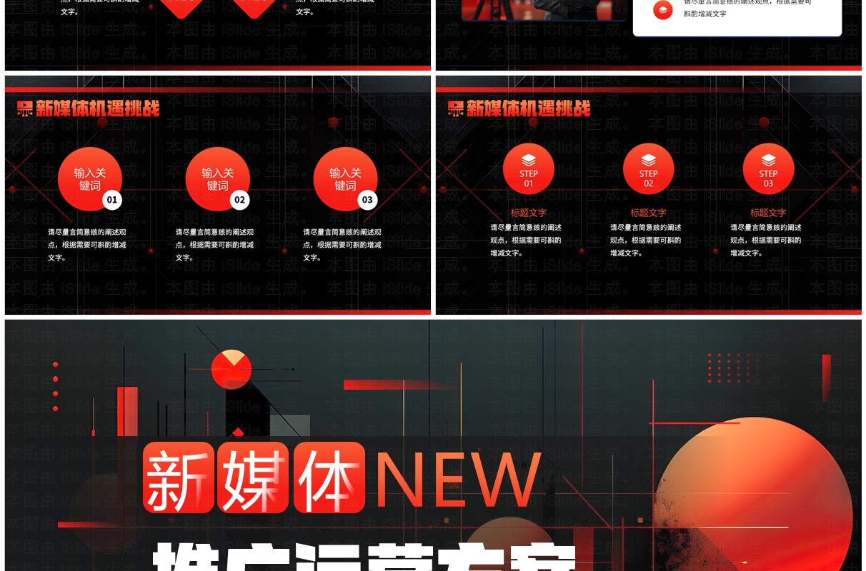 橙色创意风新媒体推广运营策划PPT模板