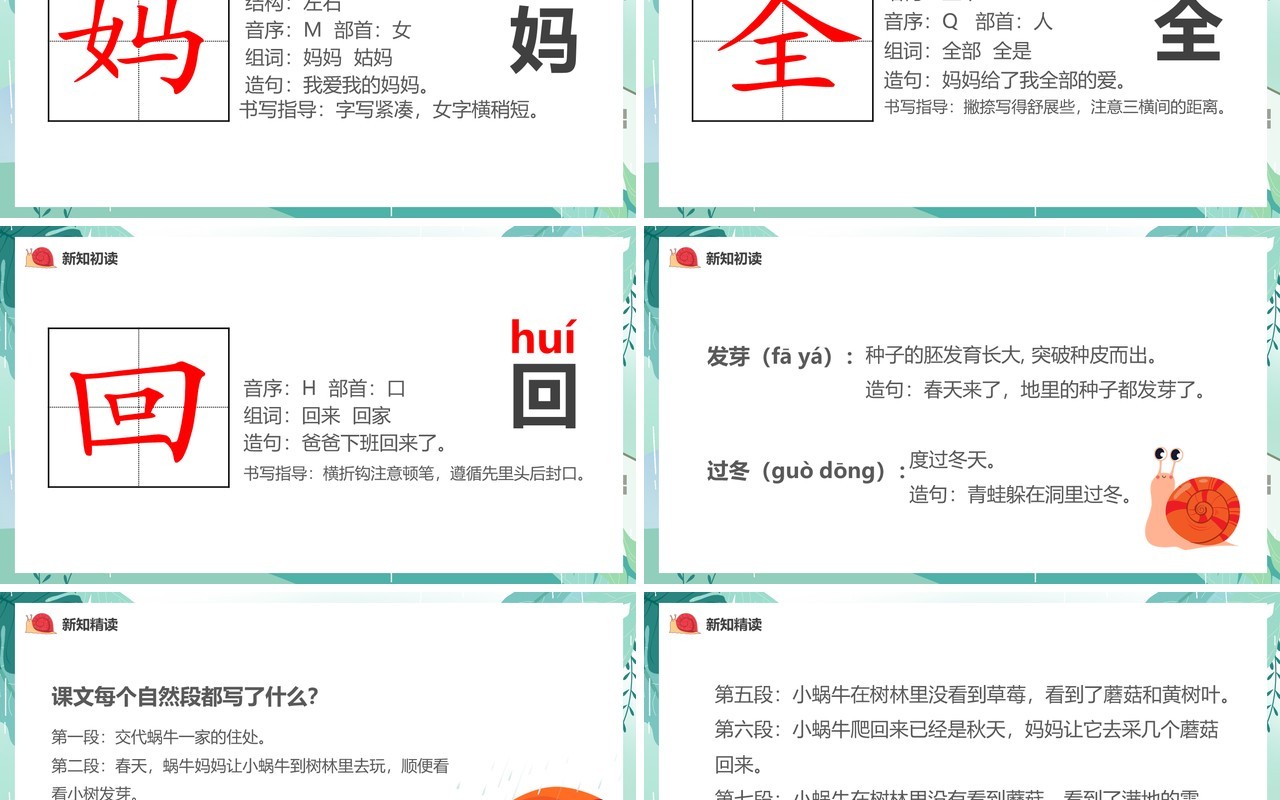 部编版一年级语文上册小蜗牛课件PPT模板