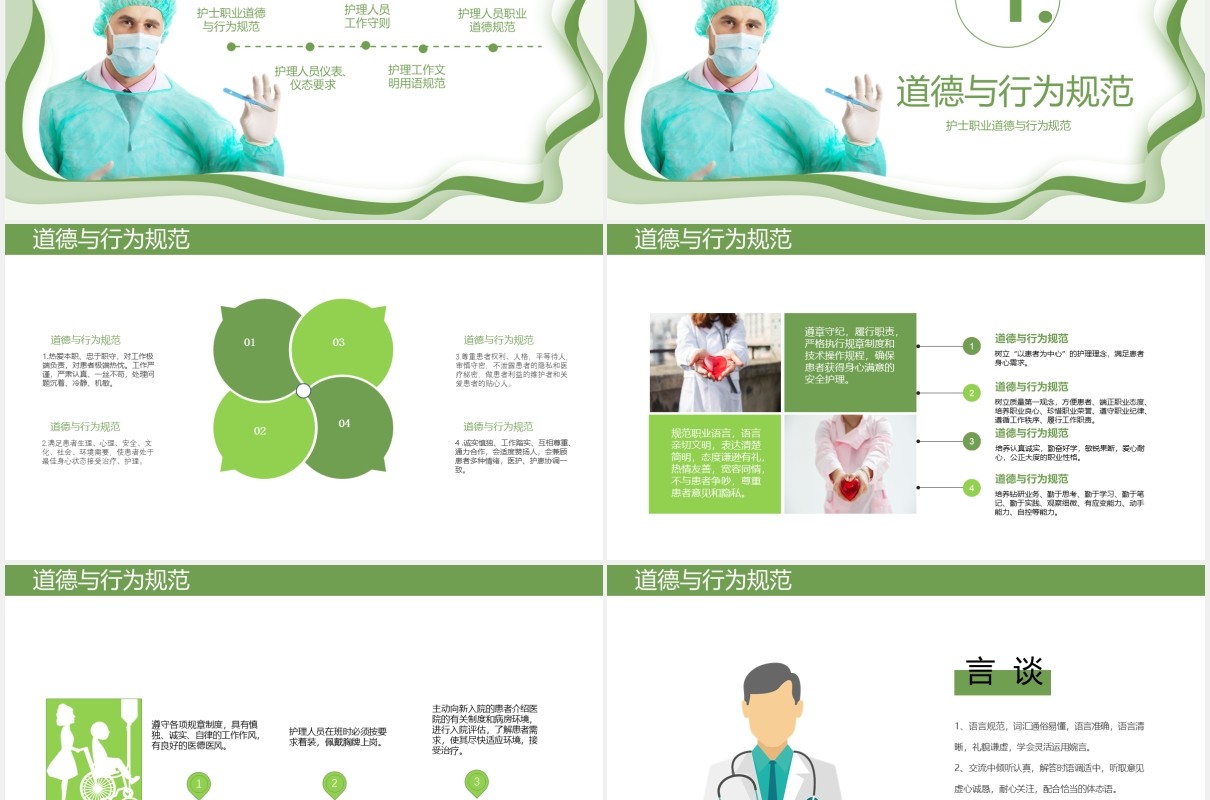 绿色医院医疗护士医生岗前培训课件PPT模板