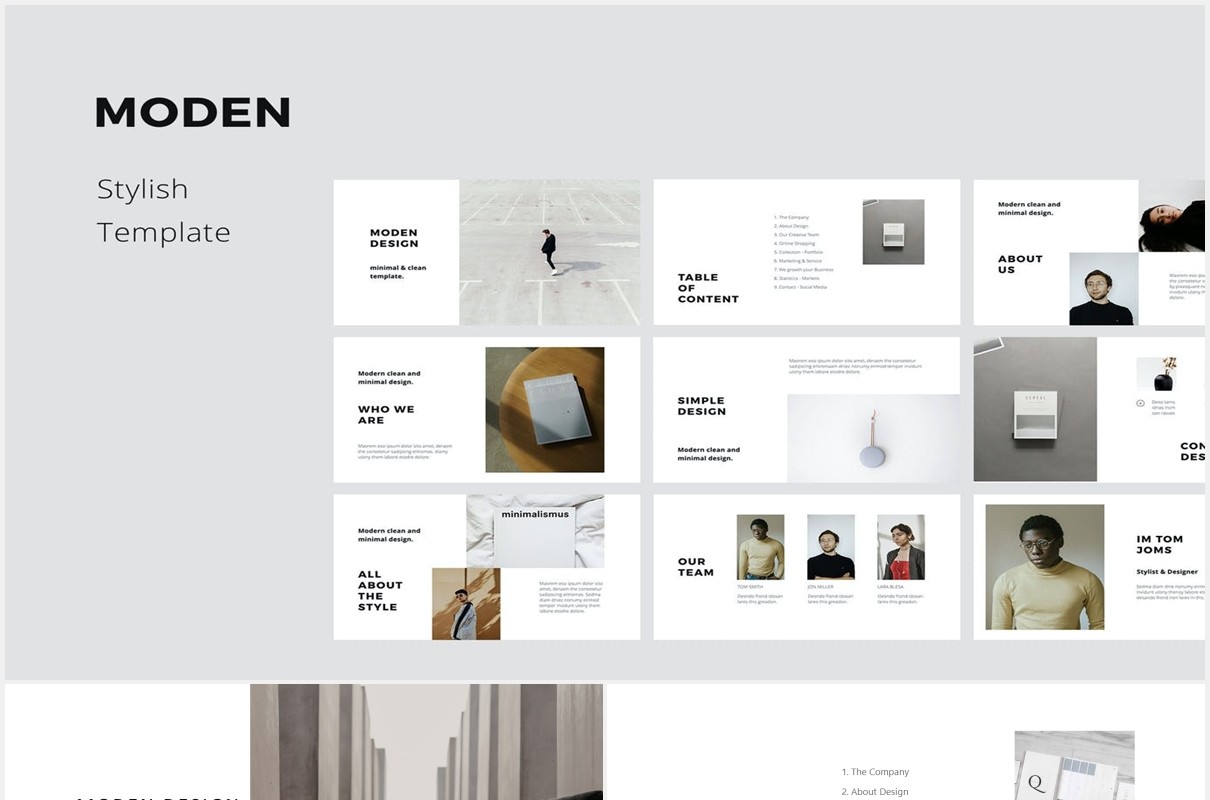 简约图文展示小清新PPT模板MODEN - Powerpoint Style Template
