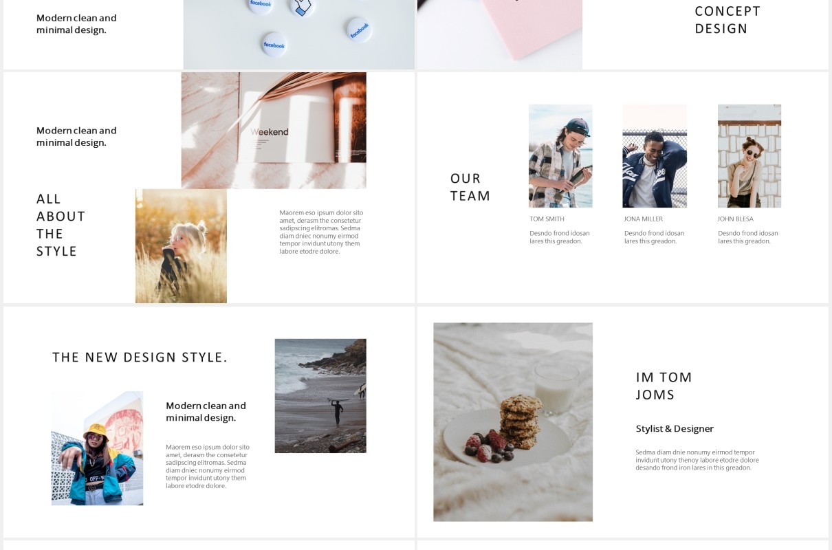 简约图文展示小清新PPT模板MODEN - Powerpoint Style Template