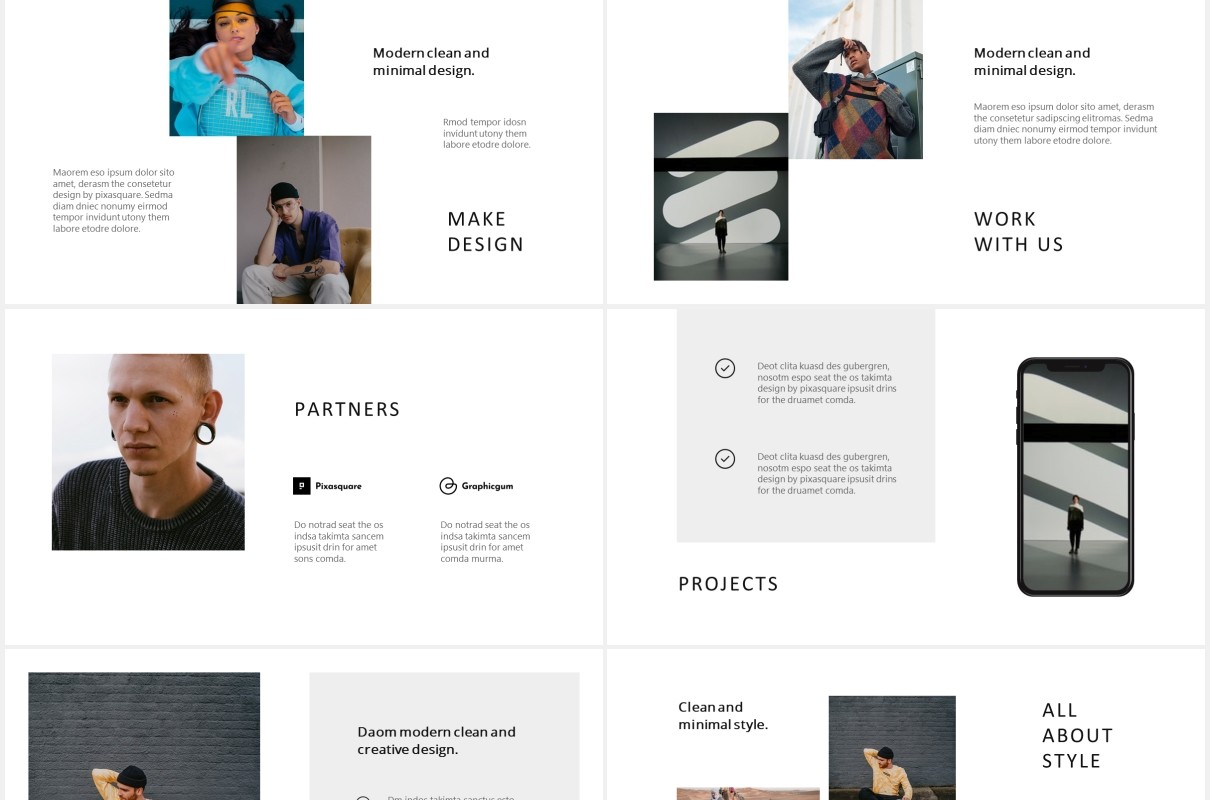 简约图文展示小清新PPT模板MODEN - Powerpoint Style Template