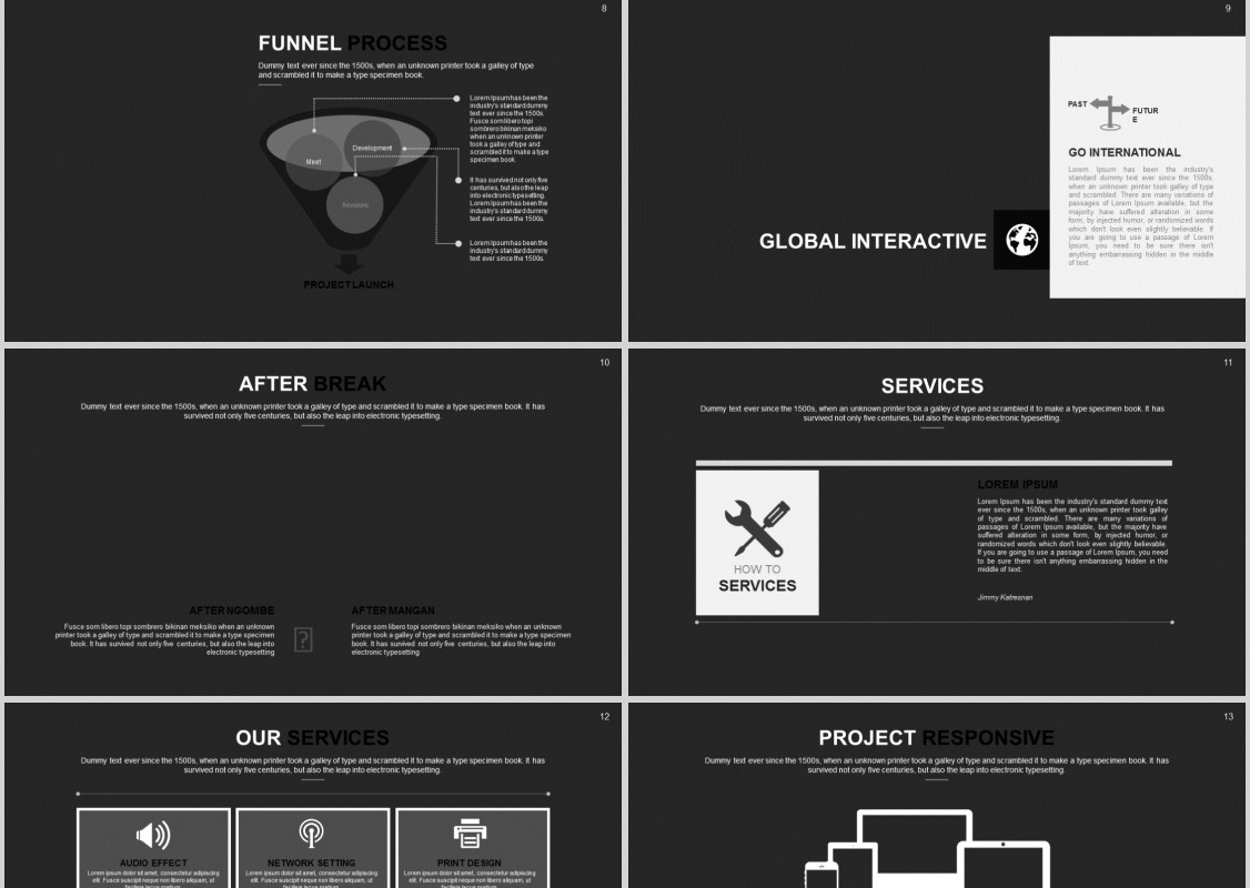 黑色高端商务PPT信息图表模板Borneo Powerpoint