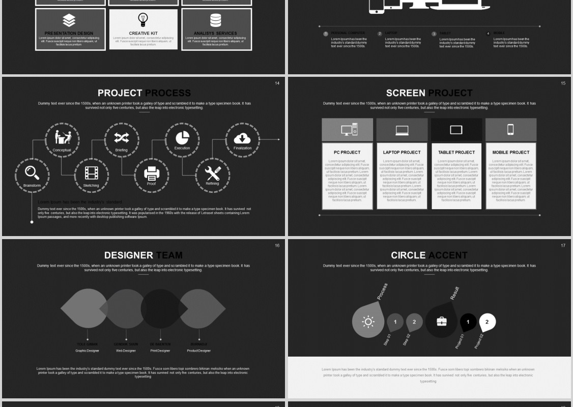 黑色高端商务PPT信息图表模板Borneo Powerpoint