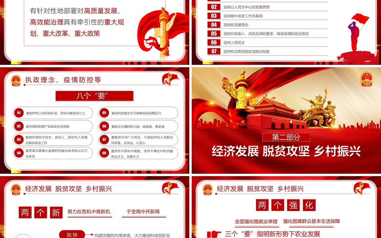 聚焦2020全国两会重要讲话精神学习政府工作报告党课PPT模板