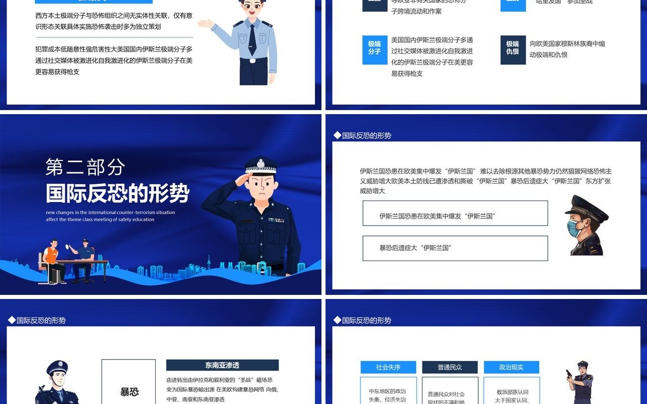 国际反恐形势新变化影响安全教育主题班会动态PPT模板